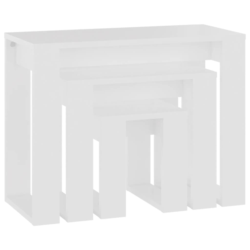 Tables gigognes 3 pcs Blanc Bois d'ingénierie