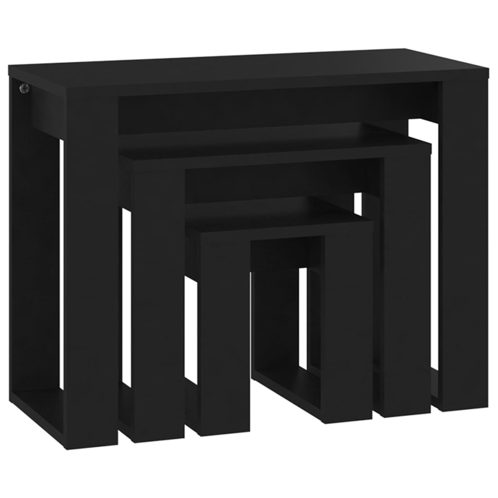 Tables gigognes 3 pcs Noir Bois d'ingénierie