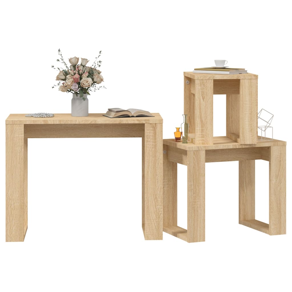 Tables gigognes 3 pcs Chêne sonoma Bois d'ingénierie