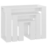 Nesting Tables 3 pcs White Gloss Engineered Wood