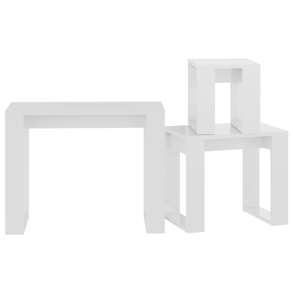 Nesting Tables 3 pcs White Gloss Engineered Wood