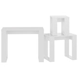 Nesting Tables 3 pcs White Gloss Engineered Wood