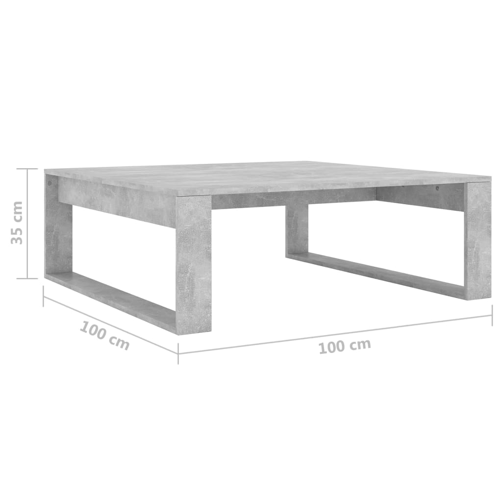 Table basse Gris béton 100x100x35 cm Bois d'ingénierie