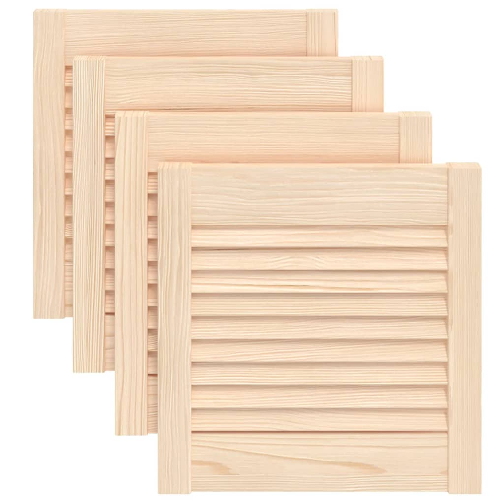 4 pcs Louvered Cabinet Doors 39.5x39.4cm Solid Pine