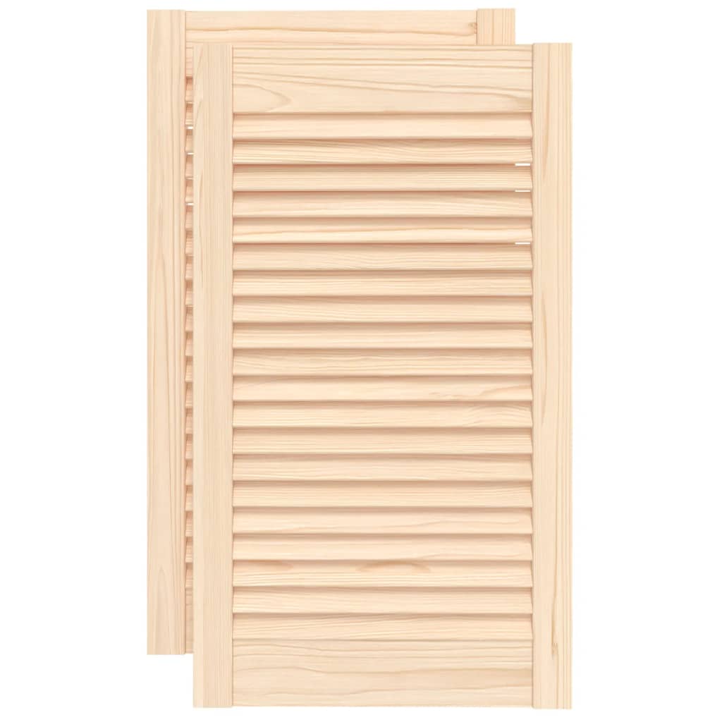 2pcs 69x39.4cm Solid Pine Wood Louvered Cabinet Doors