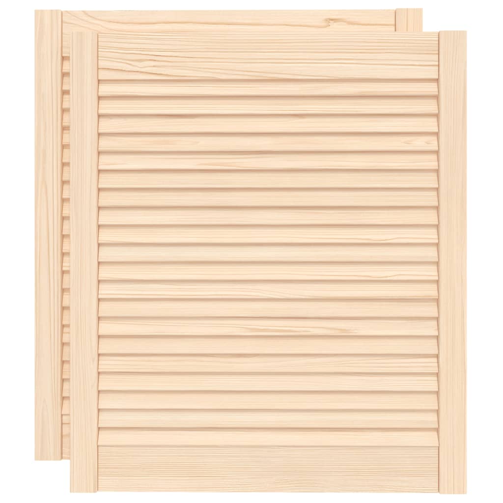 2pcs 69x59.4cm Solid Pine Wood Louvered Cabinet Doors