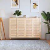 4 pcs 99.3x39.4cm Solid Pine Louvered Cabinet Doors