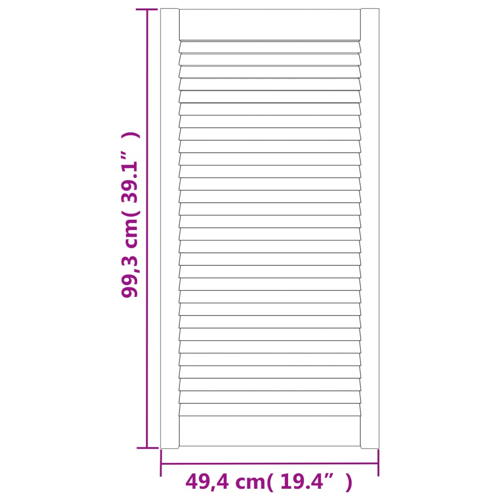 99.3x49.4 cm solid pine wood louvered cabinet door