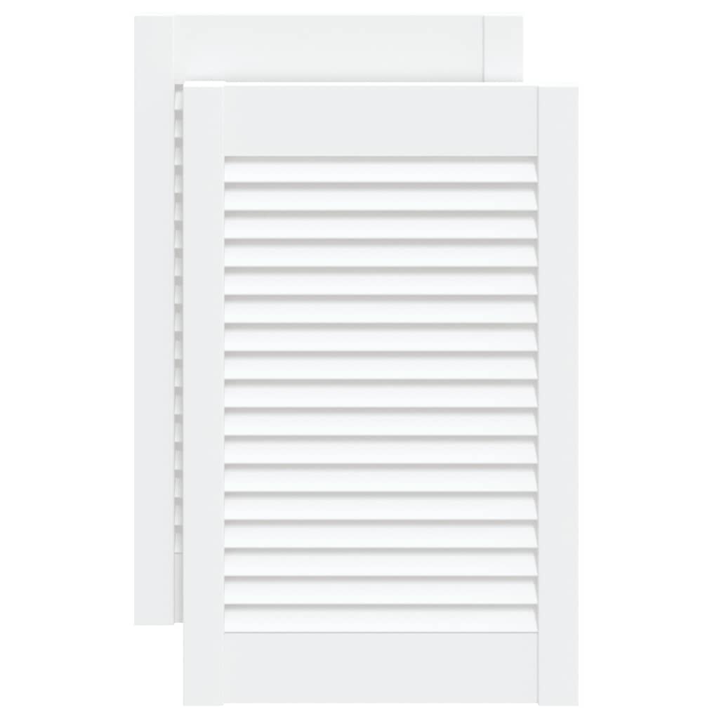 Portes d'armoire à persiennes 2pcs blanc 61,5x39,4cm pin massif