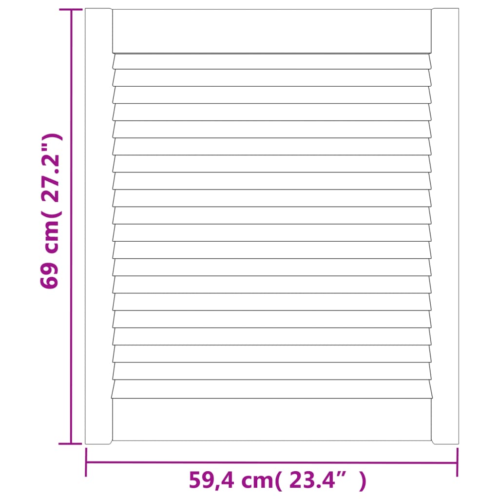 Portes d'armoire à persiennes 2 pcs blanc 69x59,4 cm pin massif