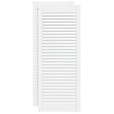 2pcs White 99.3x39.4cm Solid Pine Louvered Cabinet Doors