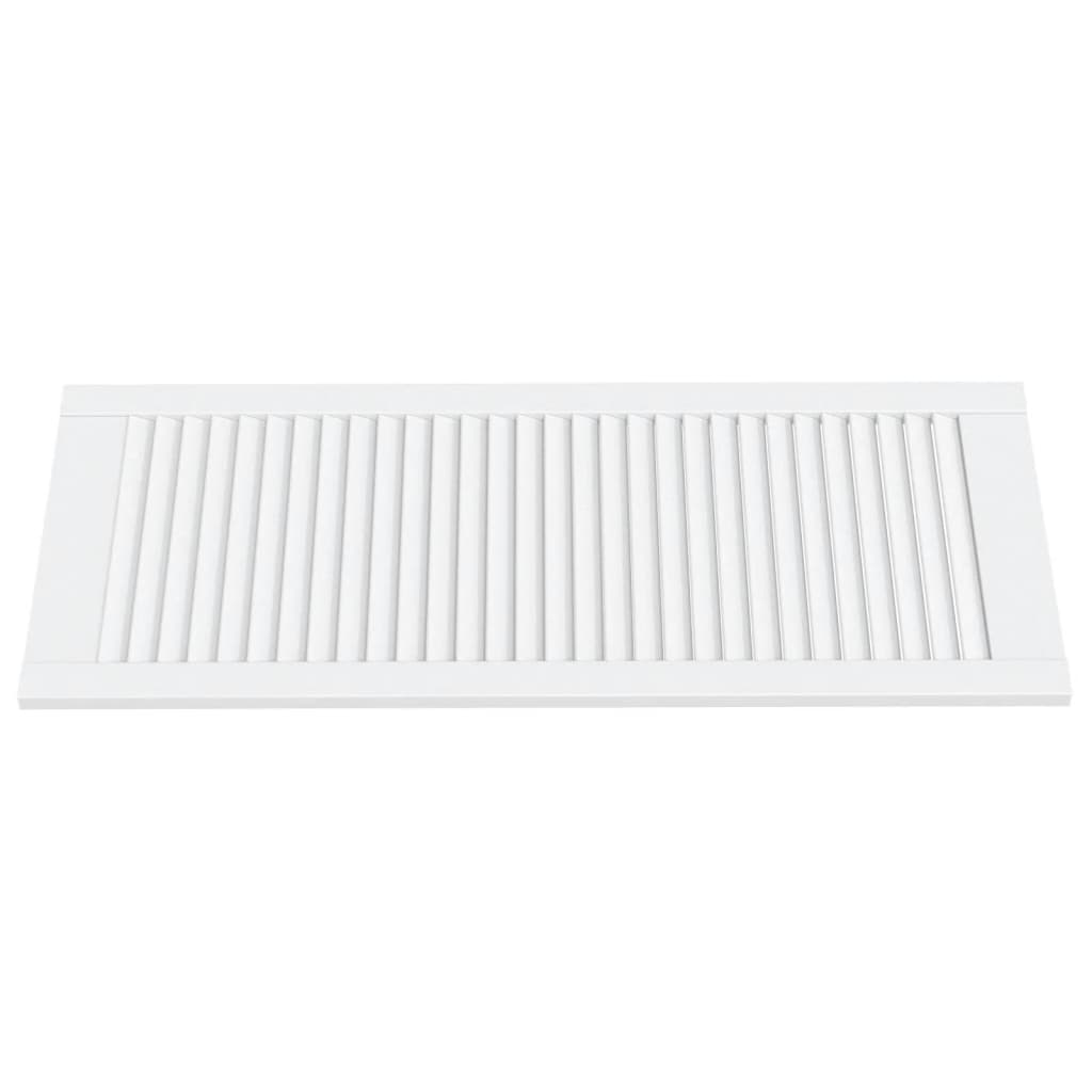 2pcs White 99.3x39.4cm Solid Pine Louvered Cabinet Doors