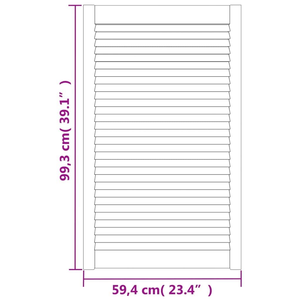 2pcs White 99.3x59.4cm Solid Pine Louvered Cabinet Doors