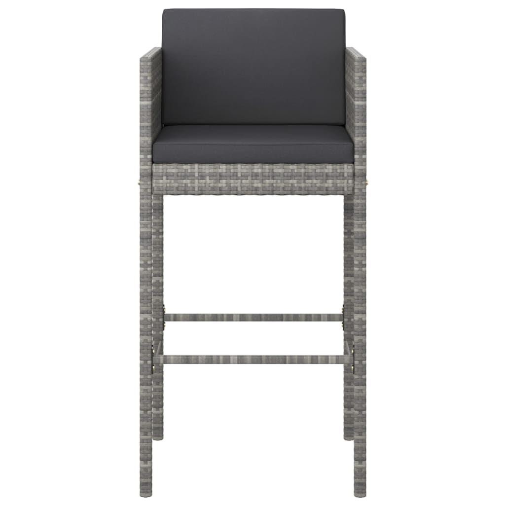 Bar stools set of 2 with gray cushions woven resin