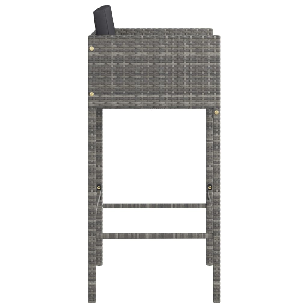 Bar stools set of 2 with gray cushions woven resin