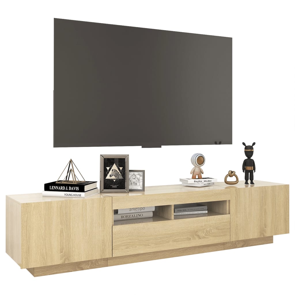 Meuble TV avec lumières LED Chêne sonoma 180x35x40 cm