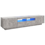 Meuble TV avec lumières LED Gris béton 180x35x40 cm