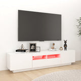 TV cabinet with LED lights Glossy white 180x35x40 cm