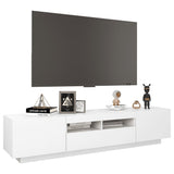 TV cabinet with LED lights Glossy white 180x35x40 cm