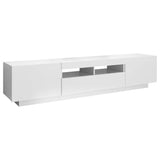 TV cabinet with LED lights Glossy white 180x35x40 cm