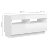 TV cabinet with LED lights Glossy white 180x35x40 cm