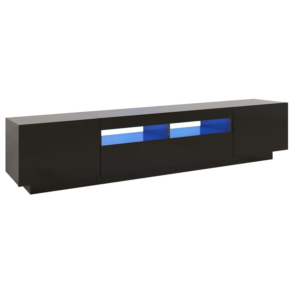 TV cabinet with LED lights Black 200x35x40 cm