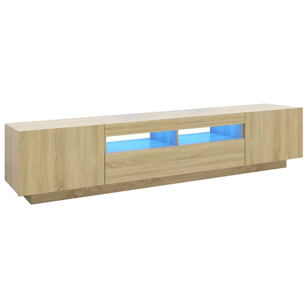 Meuble TV avec lumières LED Chêne sonoma 200x35x40 cm