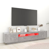 TV cabinet with LED lights Concrete gray 200x35x40 cm