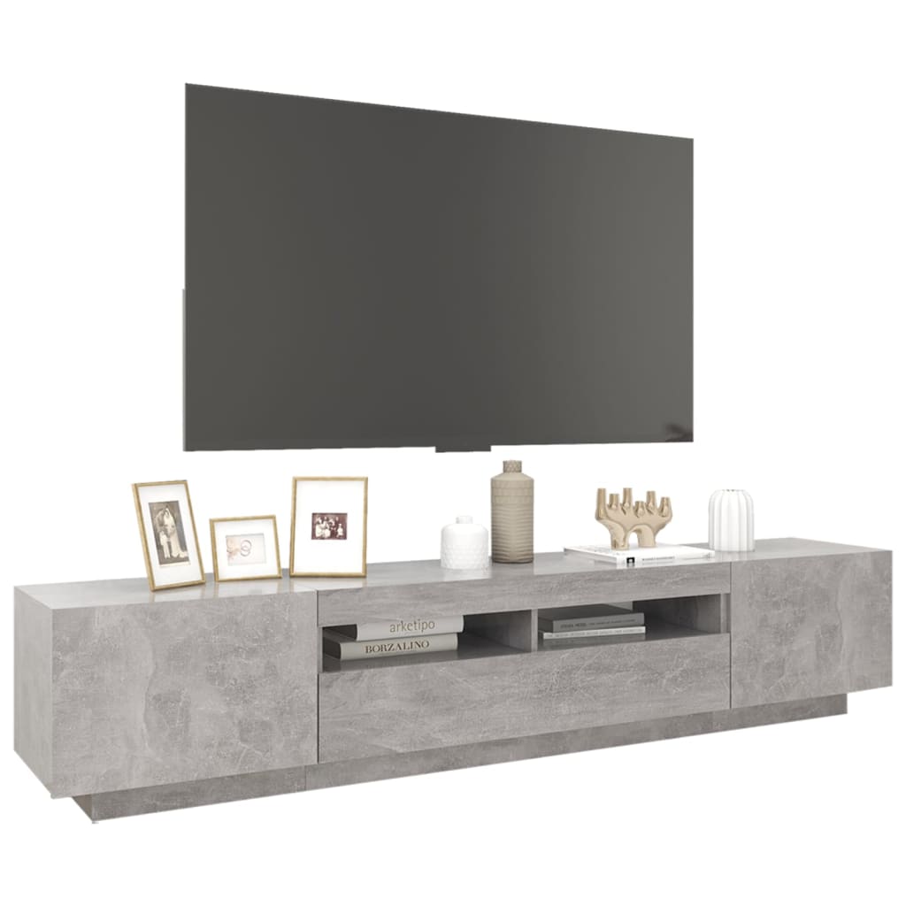 TV cabinet with LED lights Concrete gray 200x35x40 cm