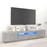 TV cabinet with LED lights Concrete gray 200x35x40 cm