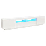 TV cabinet with LED lights Glossy white 200x35x40 cm