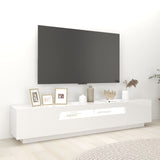 TV cabinet with LED lights Glossy white 200x35x40 cm