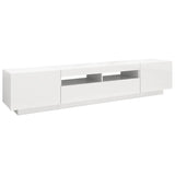 TV cabinet with LED lights Glossy white 200x35x40 cm