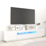 TV cabinet with LED lights Glossy white 200x35x40 cm