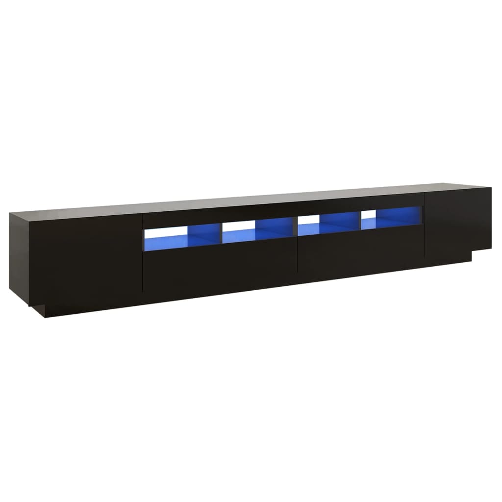 TV cabinet with LED lights Black 260x35x40 cm