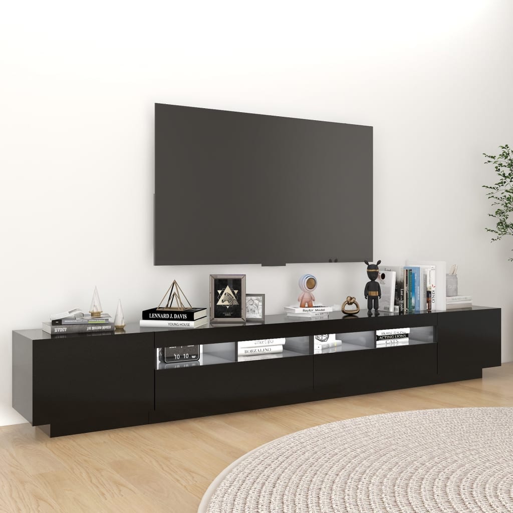 TV cabinet with LED lights Black 260x35x40 cm