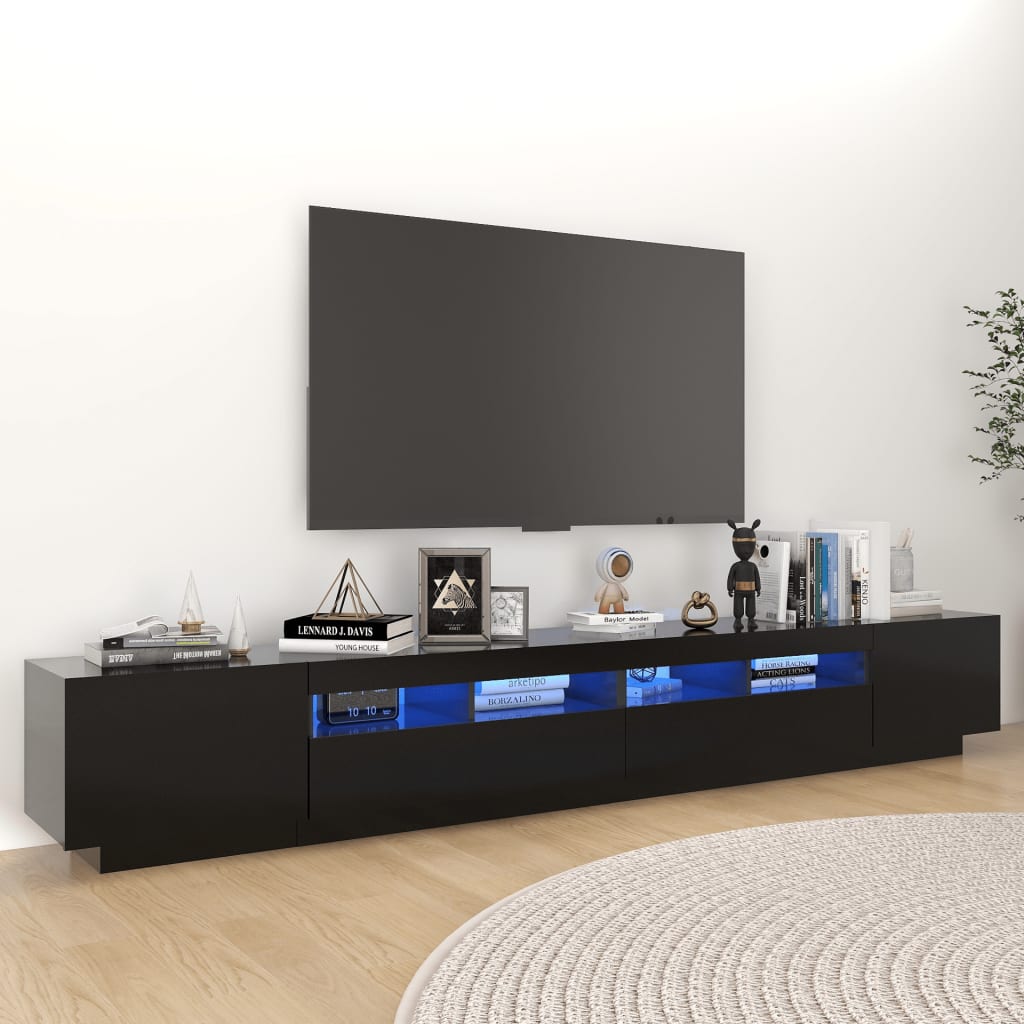 TV cabinet with LED lights Black 260x35x40 cm