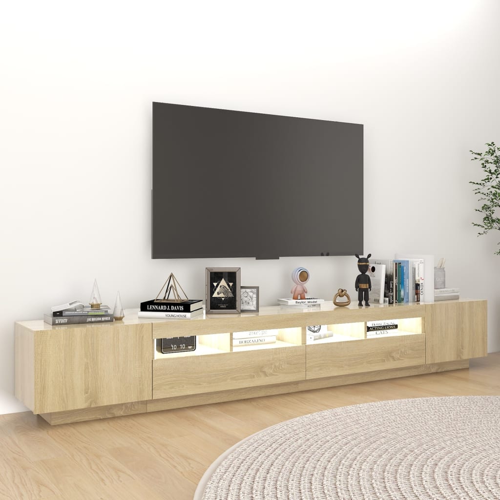 Meuble TV avec lumières LED Chêne sonoma 260x35x40 cm