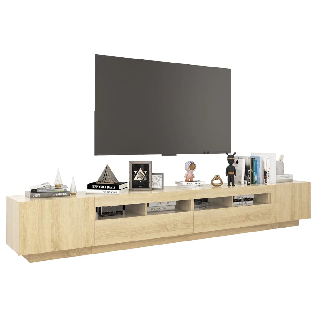 TV cabinet with LED lights Sonoma oak 260x35x40 cm