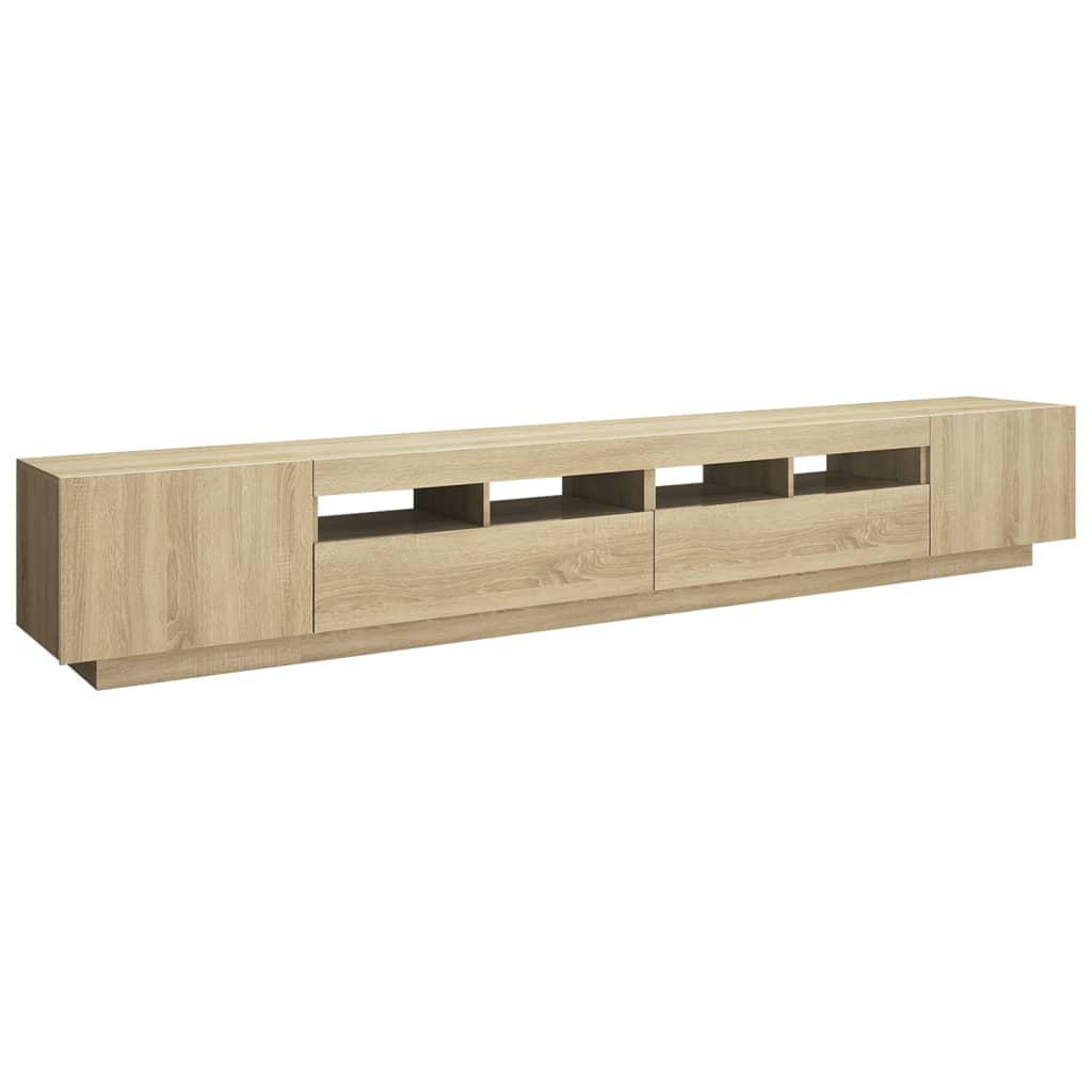 TV cabinet with LED lights Sonoma oak 260x35x40 cm