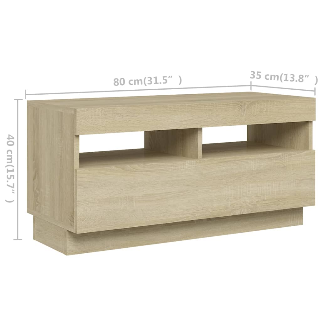 TV cabinet with LED lights Sonoma oak 260x35x40 cm