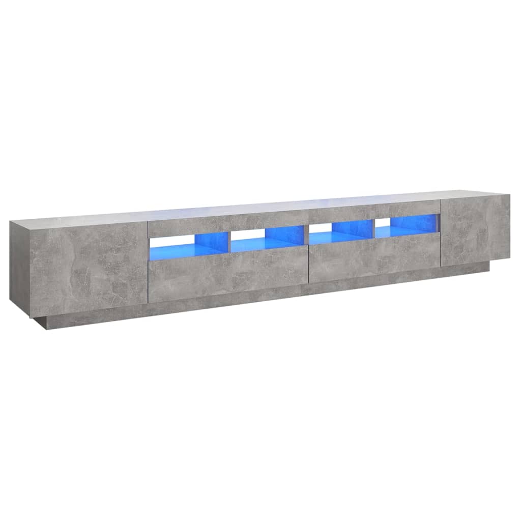 TV cabinet with LED lights Concrete gray 260x35x40 cm