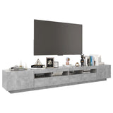 TV cabinet with LED lights Concrete gray 260x35x40 cm