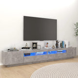 TV cabinet with LED lights Concrete gray 260x35x40 cm