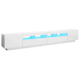 TV cabinet with LED lights Glossy white 260x35x40 cm