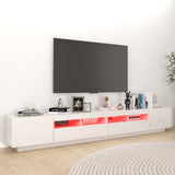 TV cabinet with LED lights Glossy white 260x35x40 cm