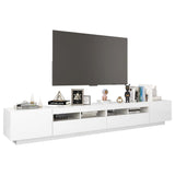 TV cabinet with LED lights Glossy white 260x35x40 cm