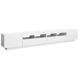 TV cabinet with LED lights Glossy white 260x35x40 cm