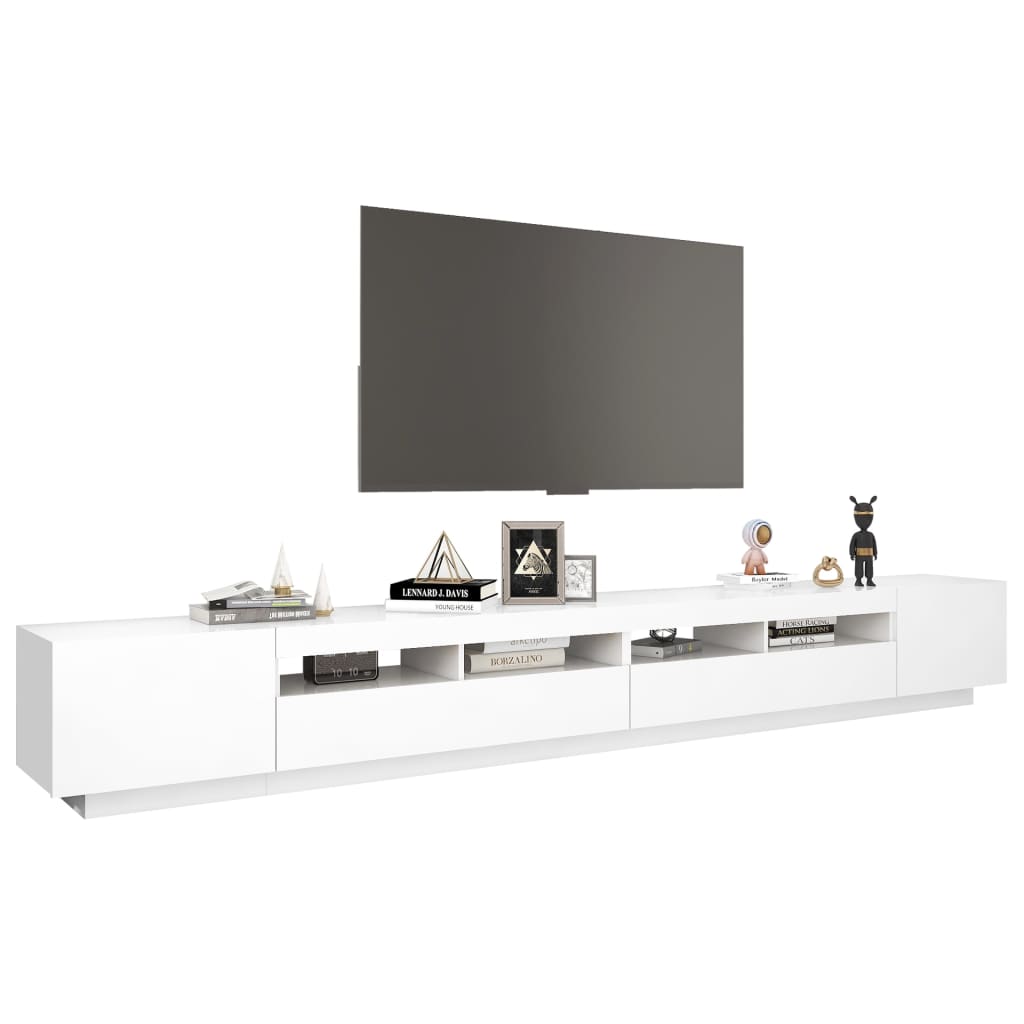 TV cabinet with LED lights White 300x35x40 cm