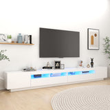 TV cabinet with LED lights White 300x35x40 cm